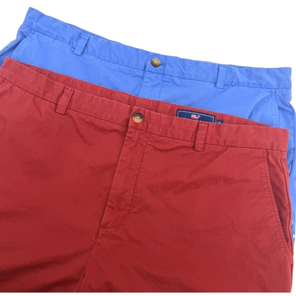 Lot of 2 Vineyard Vines Breaker Shorts Mens 41 (Tag 42) Red Blue Chino Preppy